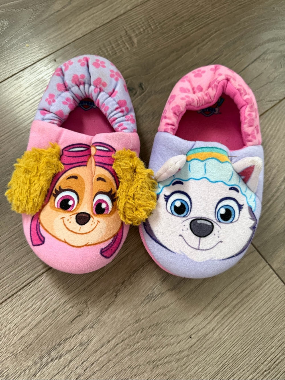Girls Pink Paw Patrol Skye & Everest Plush Slippers
